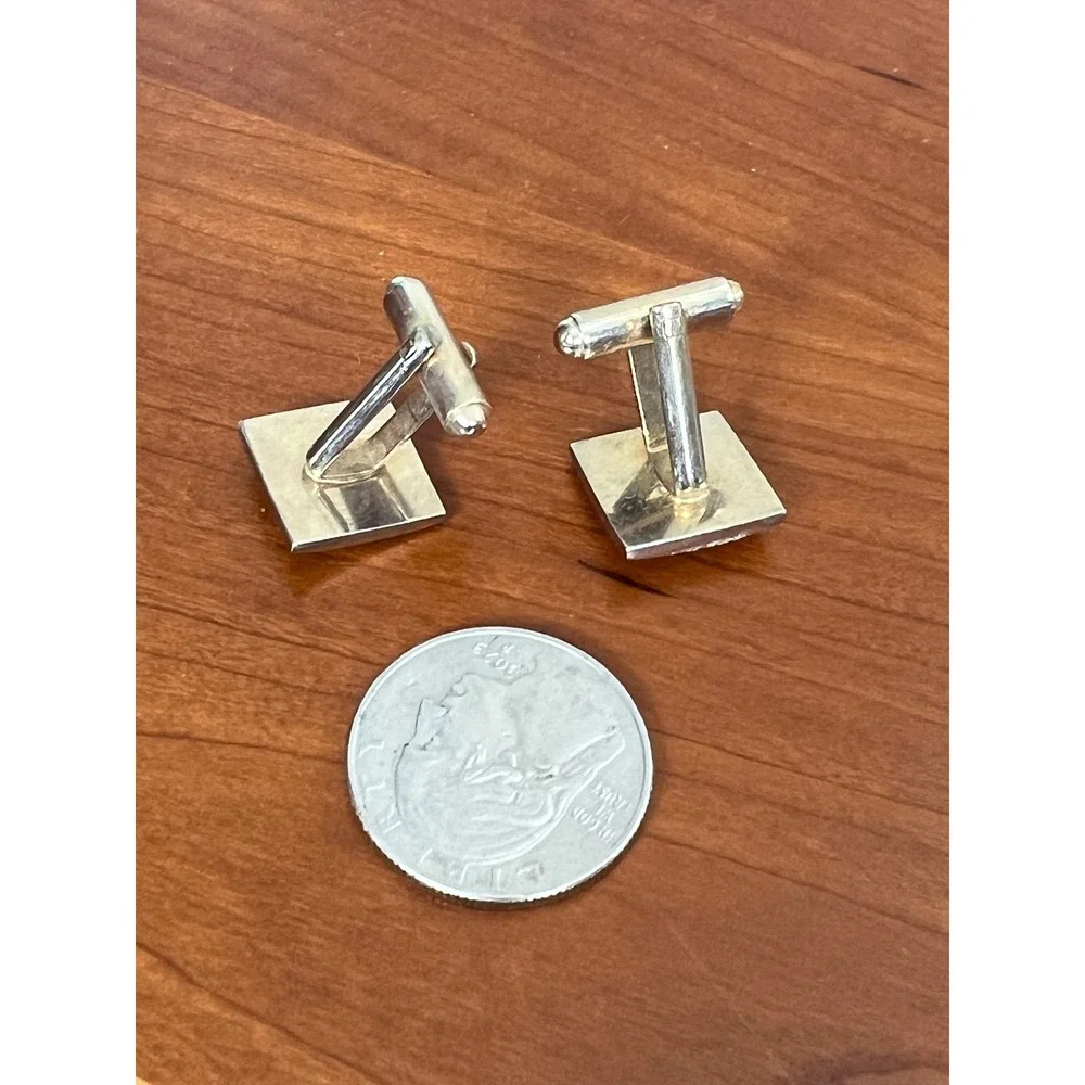Vintage Silver Tone Rhinestone Cuff Links and Tie Clip Set Mens Formal Jewelry